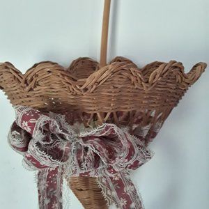 Wicker Hanging Planter with Bamboo Hanger